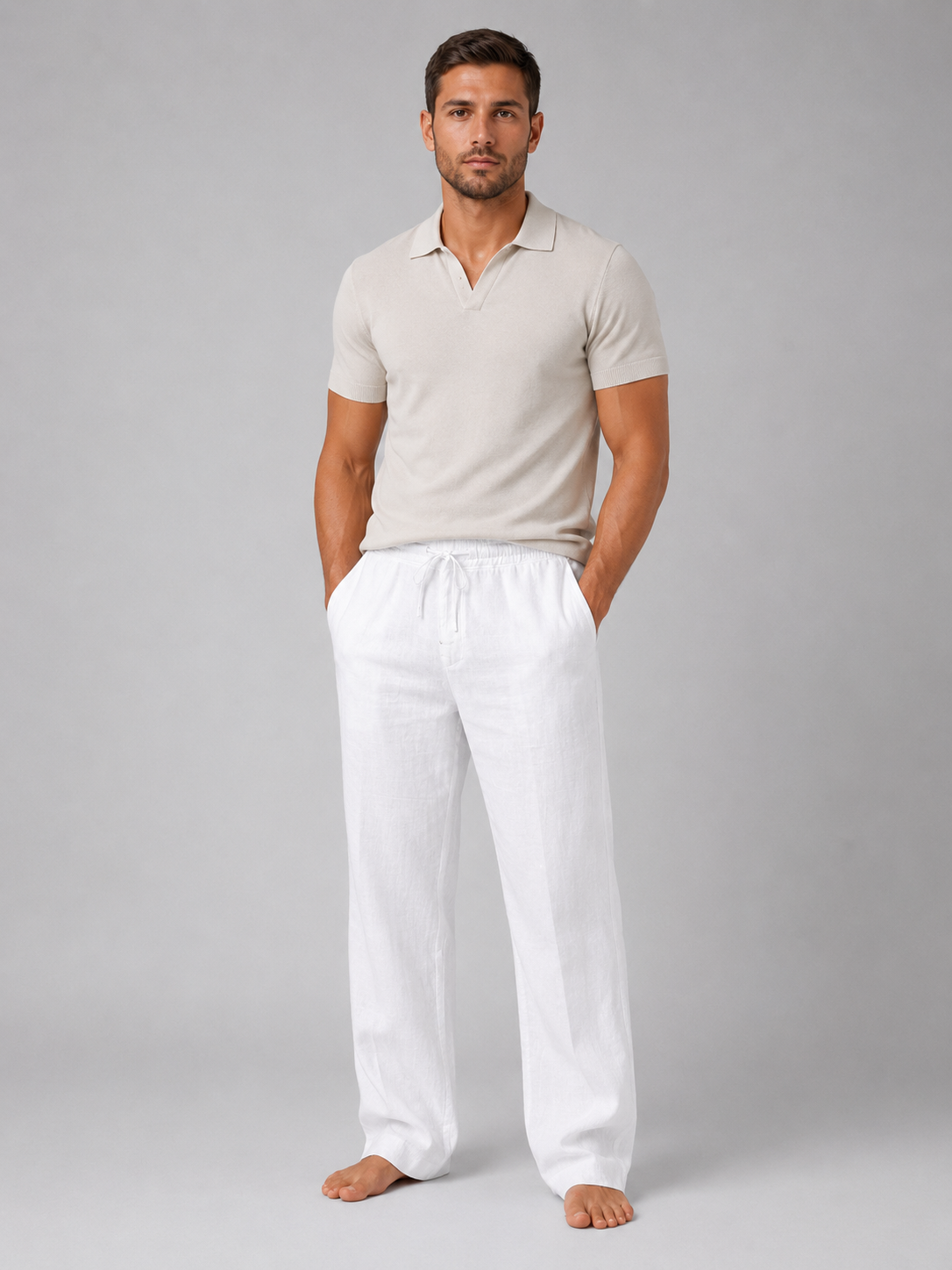 Quinlan | Wide Leg Linen Pants with Drawstring Waist