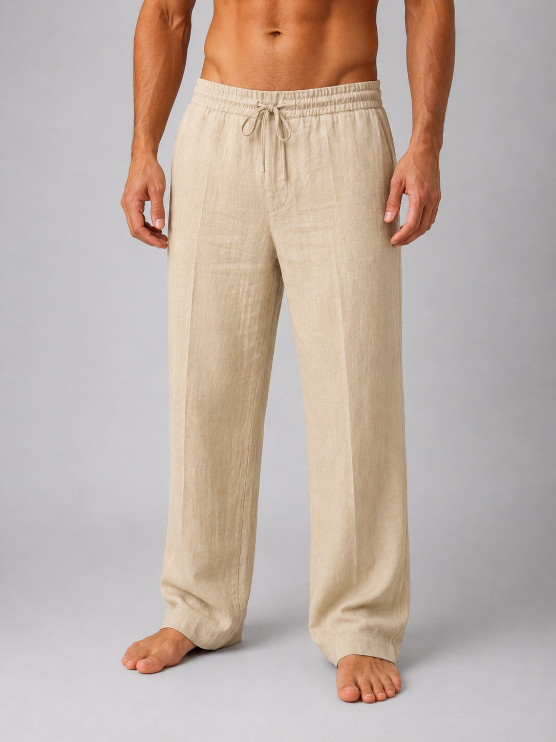 Quinlan | Wide Leg Linen Pants with Drawstring Waist – Khaki