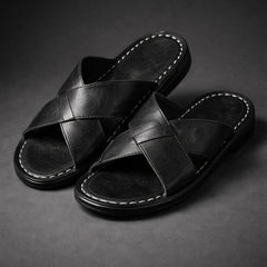Kit | Men's Crossover Strap Slide Sandals – Black