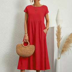 Persephone | Flowing Midi Day Dress – Red