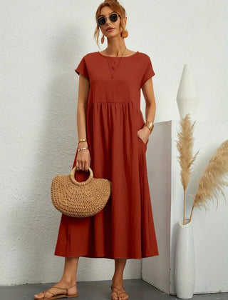 Persephone | Flowing Midi Day Dress – Brown