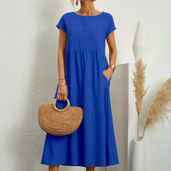 Persephone | Flowing Midi Day Dress – Azure Blue