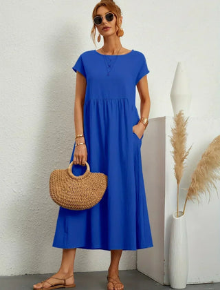 Persephone | Flowing Midi Day Dress – Azure Blue