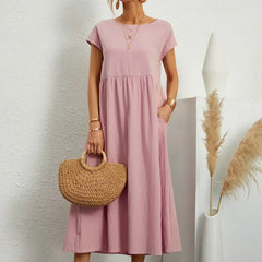 Persephone | Flowing Midi Day Dress – Pink