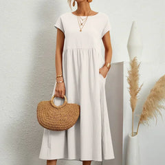 Persephone | Flowing Midi Day Dress – White