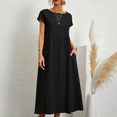 Persephone | Flowing Midi Day Dress – Black