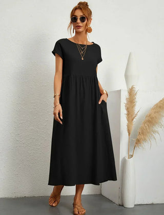 Persephone | Flowing Midi Day Dress – Black