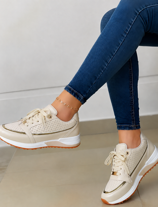 Fleur | All-Day Orthopaedic Walking Sneakers – Beige