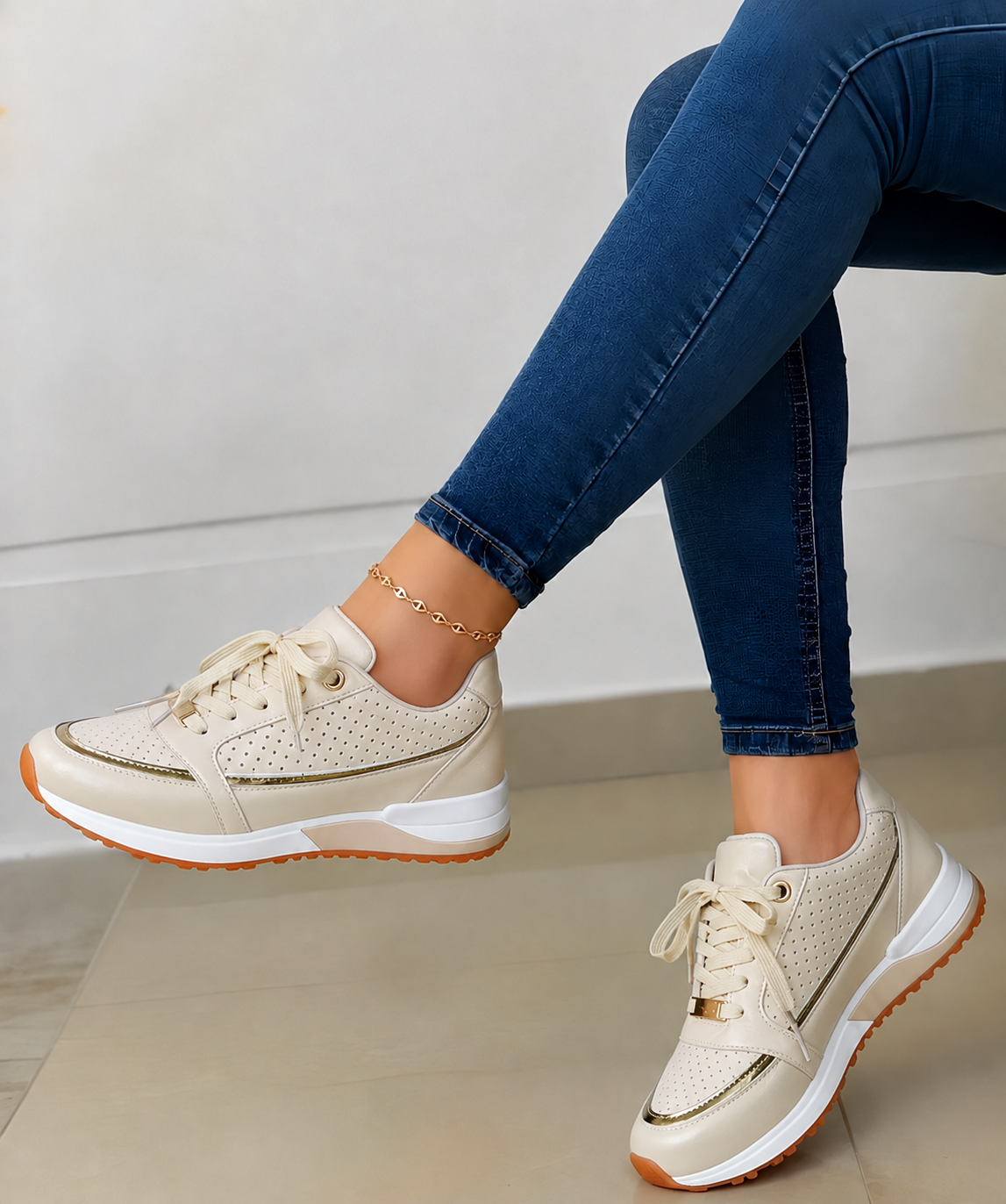 Fleur | All-Day Orthopaedic Walking Sneakers – Beige