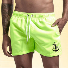 Jude | Nautical Swim Shorts with Anchor Detail – Neon Green