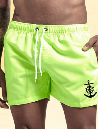 Jude | Nautical Swim Shorts with Anchor Detail – Neon Green