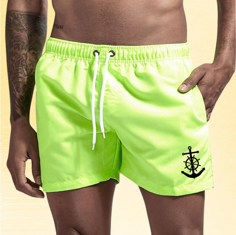 Jude | Nautical Swim Shorts with Anchor Detail – Neon Green