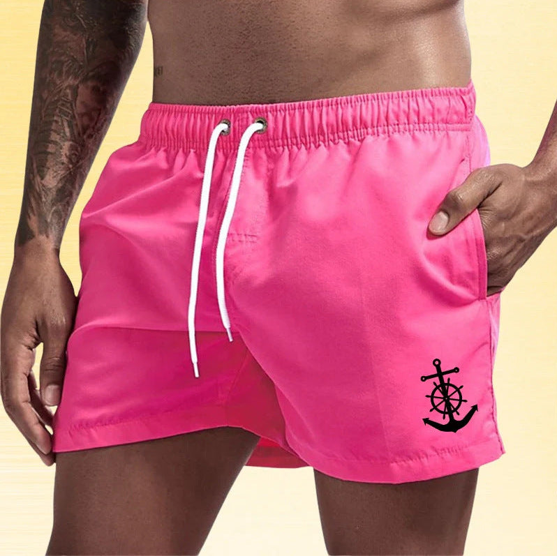 Jude | Nautical Swim Shorts with Anchor Detail – Pink Red