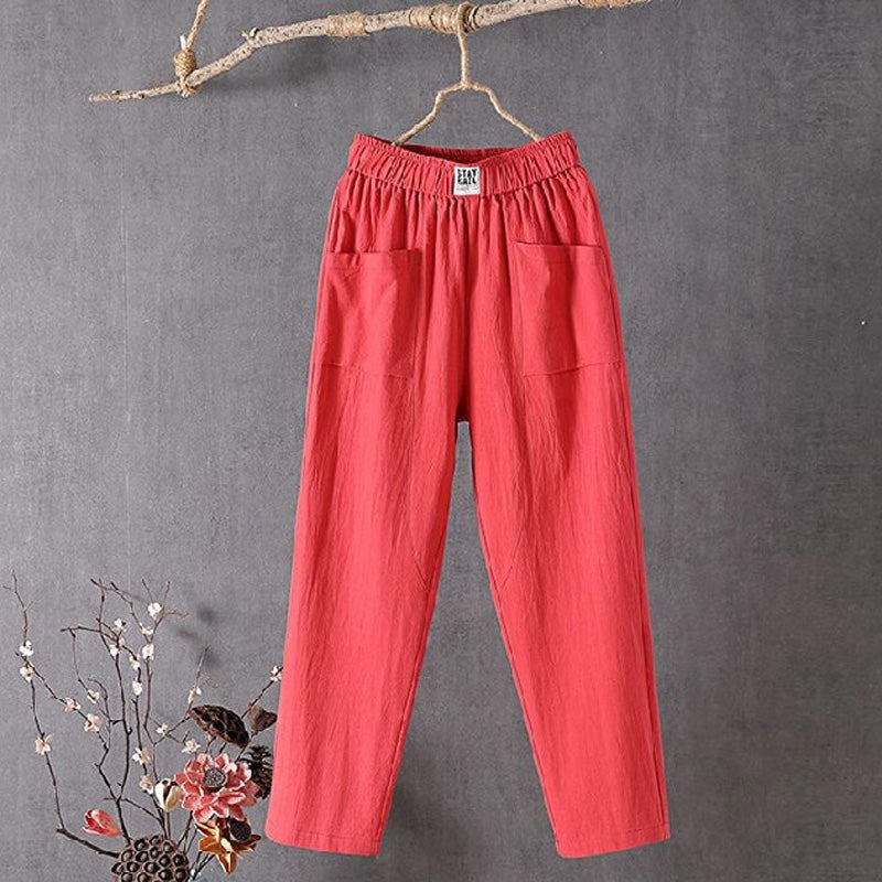 Thea | Relaxed Pants with Front Pockets – Red