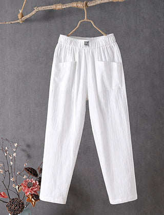 Thea | Relaxed Pants with Front Pockets – White