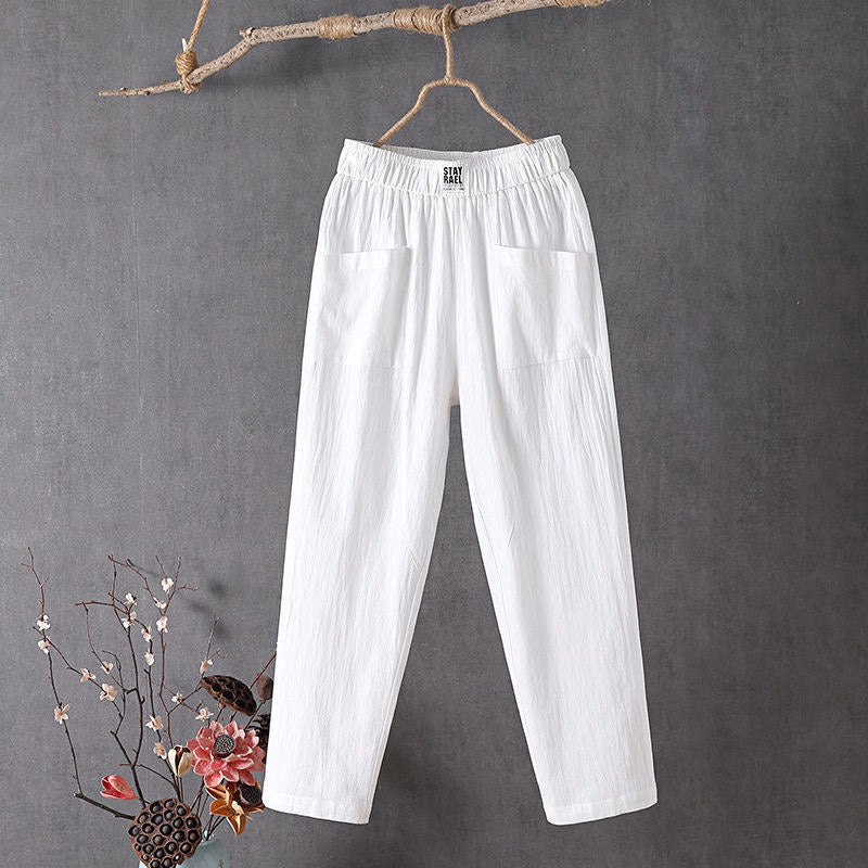 Thea | Relaxed Pants with Front Pockets – White