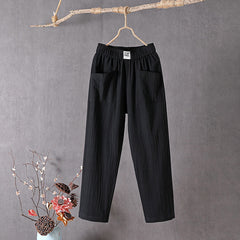 Thea | Relaxed Pants with Front Pockets – Black