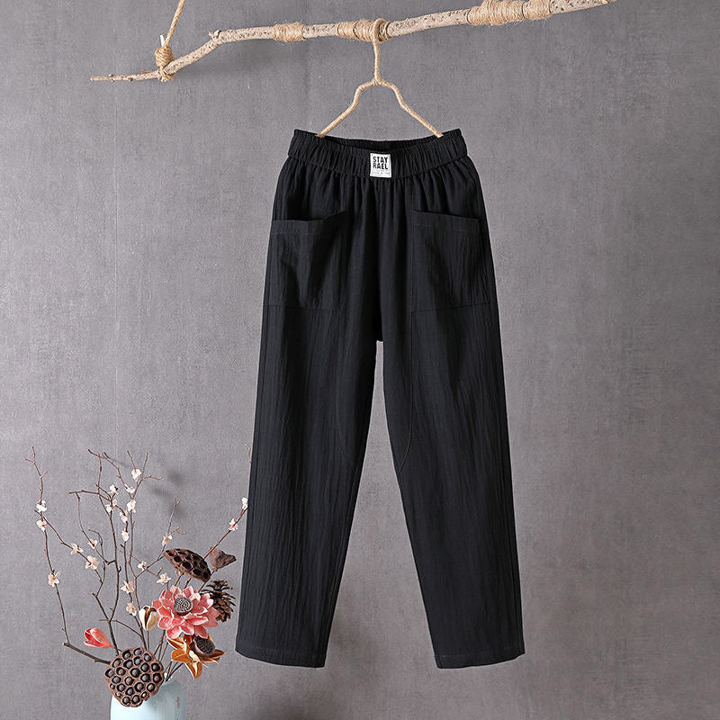 Thea | Relaxed Pants with Front Pockets – Black