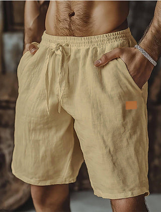 Quill | Relaxed Fit Linen Shorts – Khaki