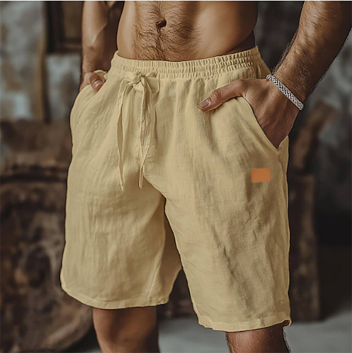 Quill | Relaxed Fit Linen Shorts – Khaki