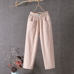 Thea | Relaxed Pants with Front Pockets – Peach