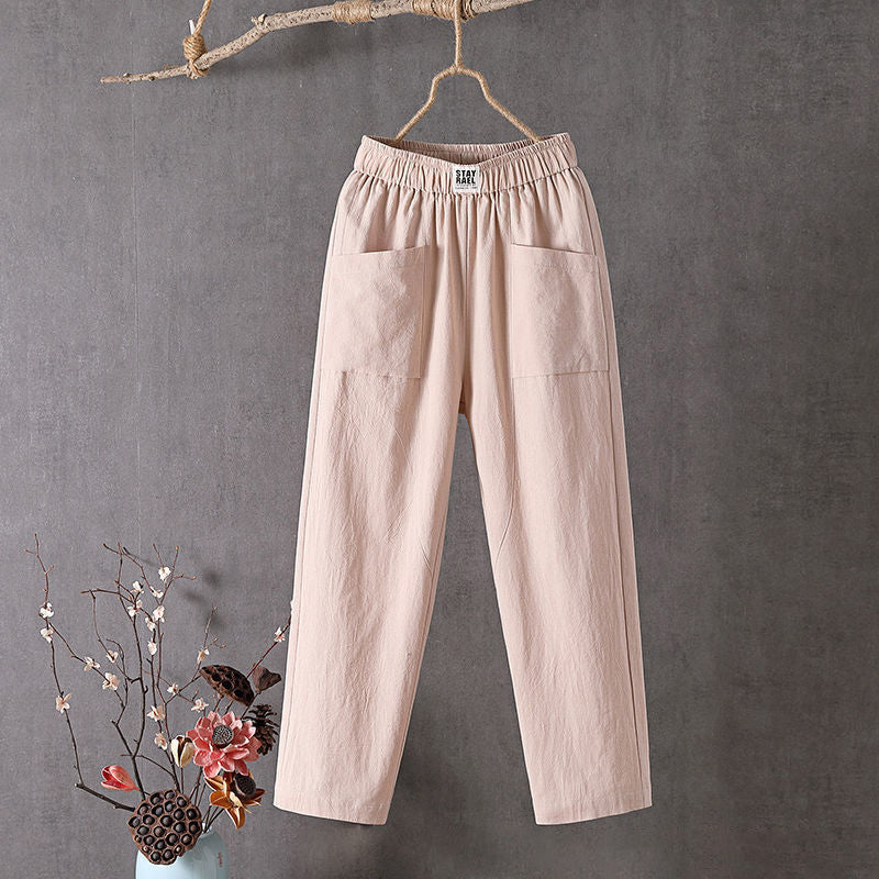 Thea | Relaxed Pants with Front Pockets – Peach