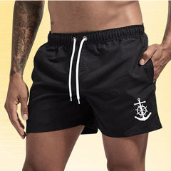 Jude | Nautical Swim Shorts with Anchor Detail – Black