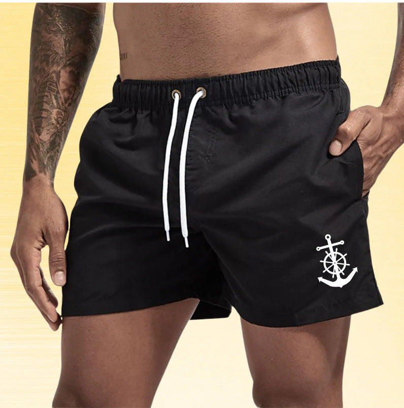 Jude | Nautical Swim Shorts with Anchor Detail – Black