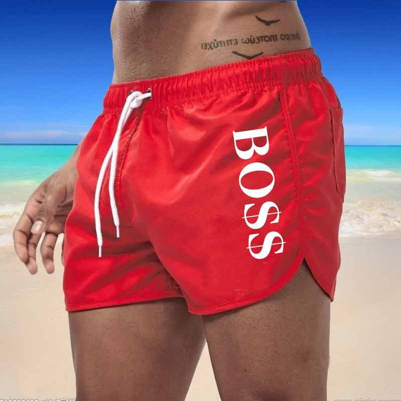 Nico | Swim Shorts with Vertical Detailing – Red