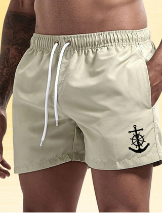 Jude | Nautical Swim Shorts with Anchor Detail – Khaki