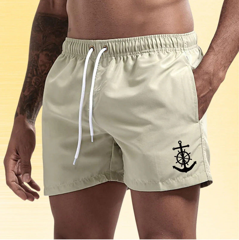 Jude | Nautical Swim Shorts with Anchor Detail – Khaki