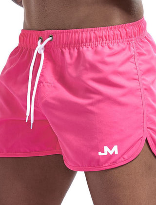 Levi | Sporty Swim Shorts with Contrast Trim – Pink Red