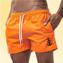 Jude | Nautical Swim Shorts with Anchor Detail – Orange