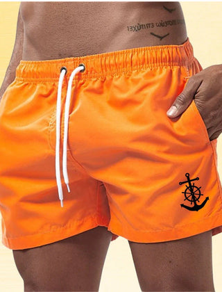 Jude | Nautical Swim Shorts with Anchor Detail – Orange
