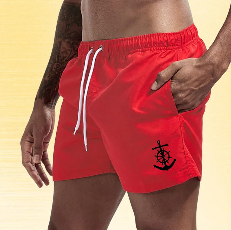 Jude | Nautical Swim Shorts with Anchor Detail – Red