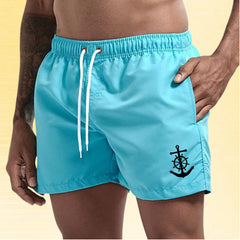 Jude | Nautical Swim Shorts with Anchor Detail – Lake Blue
