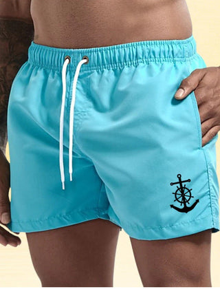 Jude | Nautical Swim Shorts with Anchor Detail – Lake Blue