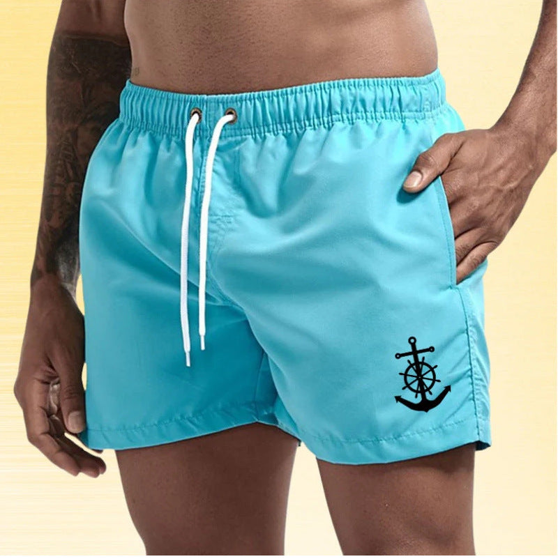Jude | Nautical Swim Shorts with Anchor Detail – Lake Blue