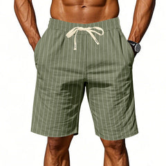 Sterling | Striped Casual Summer Shorts – Military Green