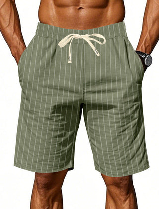 Sterling | Striped Casual Summer Shorts – Military Green