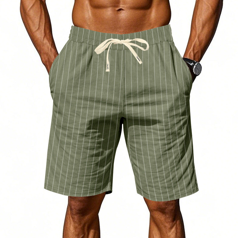 Sterling | Striped Casual Summer Shorts – Military Green