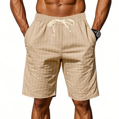 Sterling | Striped Casual Summer Shorts – Light Khaki