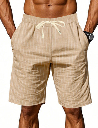 Sterling | Striped Casual Summer Shorts – Light Khaki