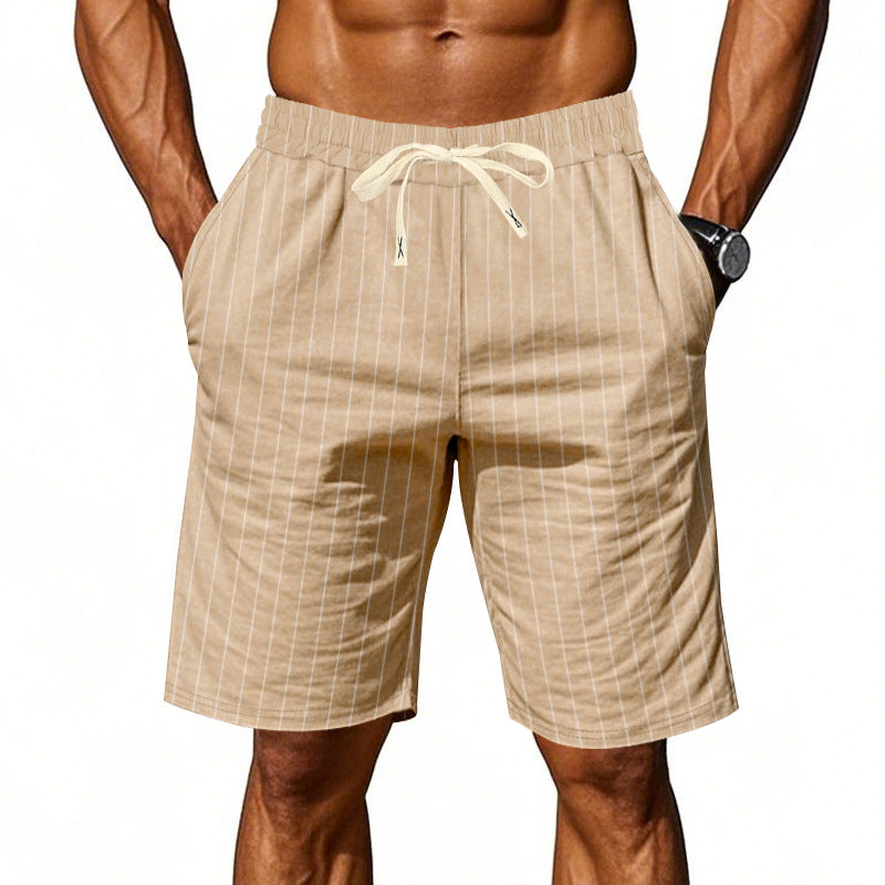 Sterling | Striped Casual Summer Shorts – Light Khaki