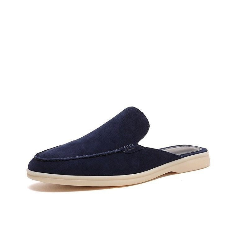 Caspian | Backless Slip-On Casual Loafers – Dark Blue