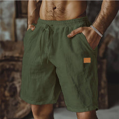 Quill | Relaxed Fit Linen Shorts – Military Green