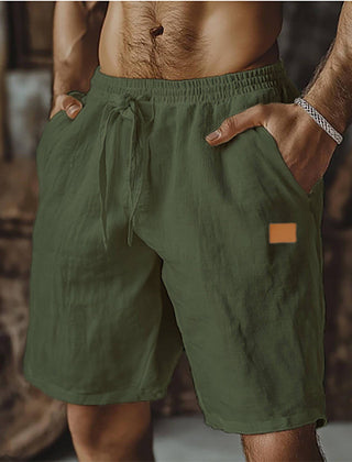 Quill | Relaxed Fit Linen Shorts – Military Green