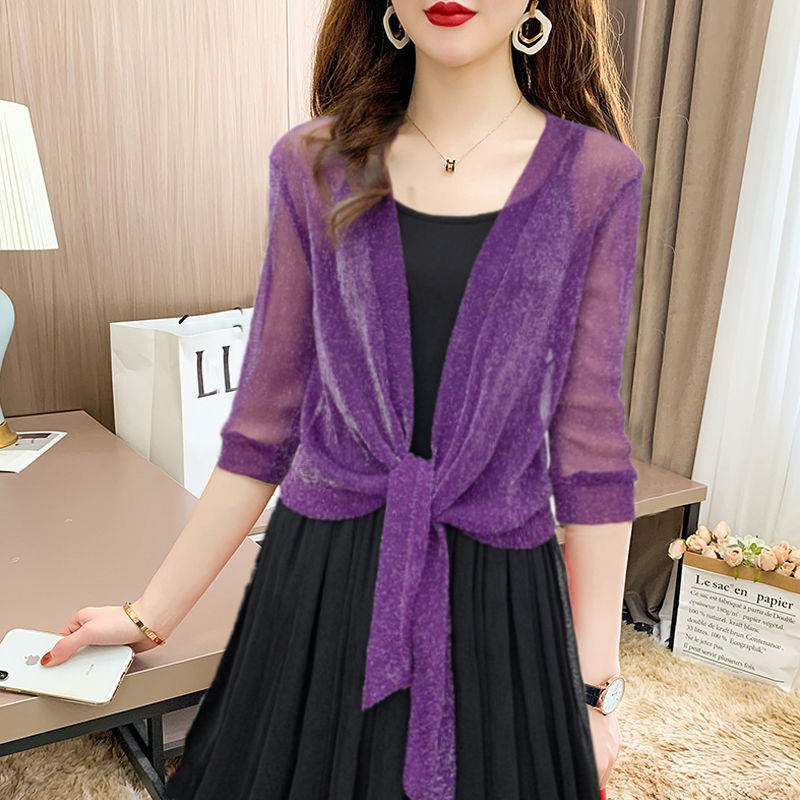 Honor | Sheer Tie-Front Bolero Top – Violet