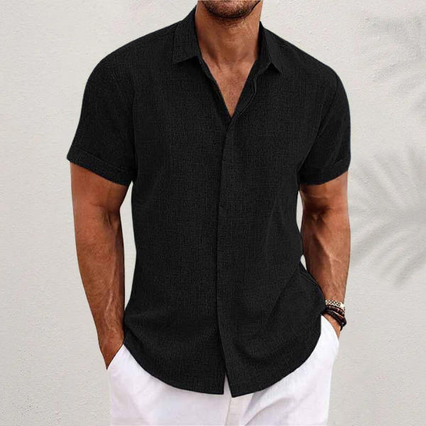 Dexter | Classic Linen Summer Shirt – Black