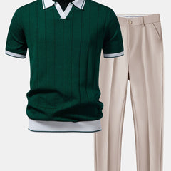 Crosby | Knit Polo and Tapered Trouser Set – Green